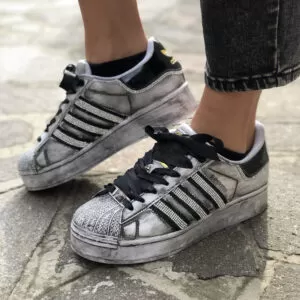 Adidas Superstar Bold Personalizzate Délavé Dark Lacci Raso