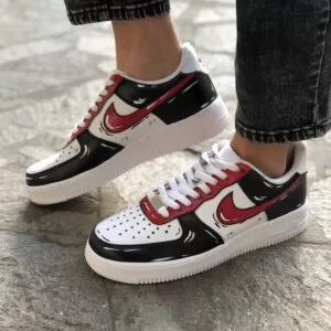 Nike Air Force One Custom Cartoon Dipinte A Mano Nero & Rosso - Vol 2
