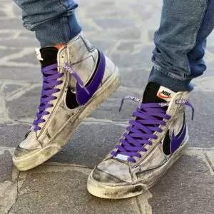 Nike Blazer Customized Borchie, Doppio Swoosh Nero e Viola e Sporcatura Vintage