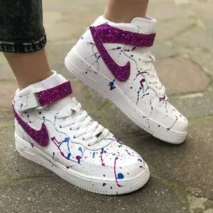 Nike Air Force One Custom MID Fucsia e Blu con Swoosh Intercambiabili