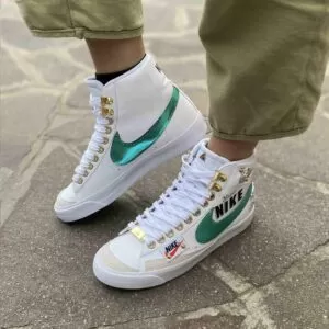 Nike Blazer Customized Dipinte a Mano Swoosh Verde e Tags