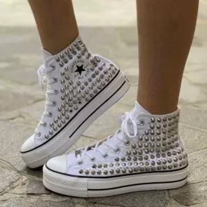Converse All Star Personalizzate Platform Total Borchie e Strass