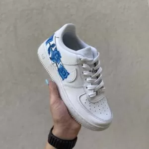 Nike Air Force One Custom Dipinte A Mano Rose Blu