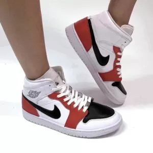 Nike Jordan 1 Custom Cucita e Dipinta a Mano Rosso e Nero