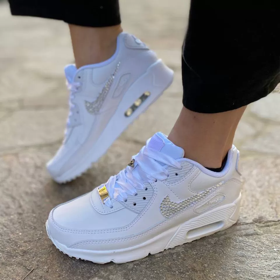 Custom Air Max Swoosh Strass e Lacci Raso