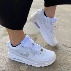 Custom Air Max Swoosh Strass e Lacci Raso