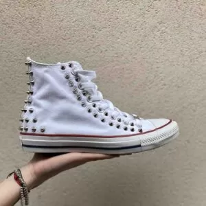 Converse All Star Personalizzate Borchie Cono Alto Argento
