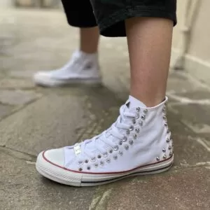 Converse All Star Personalizzate Borchie Cono Alto Argento