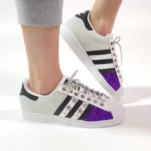 Adidas Superstar Glitter e Argento LLAB Custom Sneakers