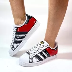 Adidas Superstar Personalizzate Cartoon Dipinte Rosso e Nero