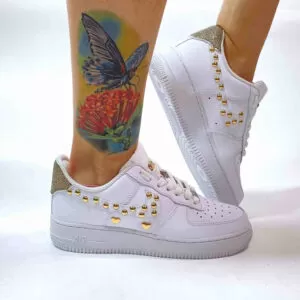 Nike Air Force 1 Custom Glitter e Borchie Oro