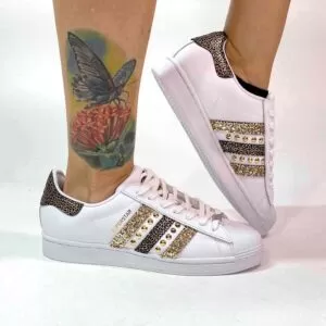 Adidas Superstar Personalizzate Glitter, Inserti Maculato e Borchie Oro